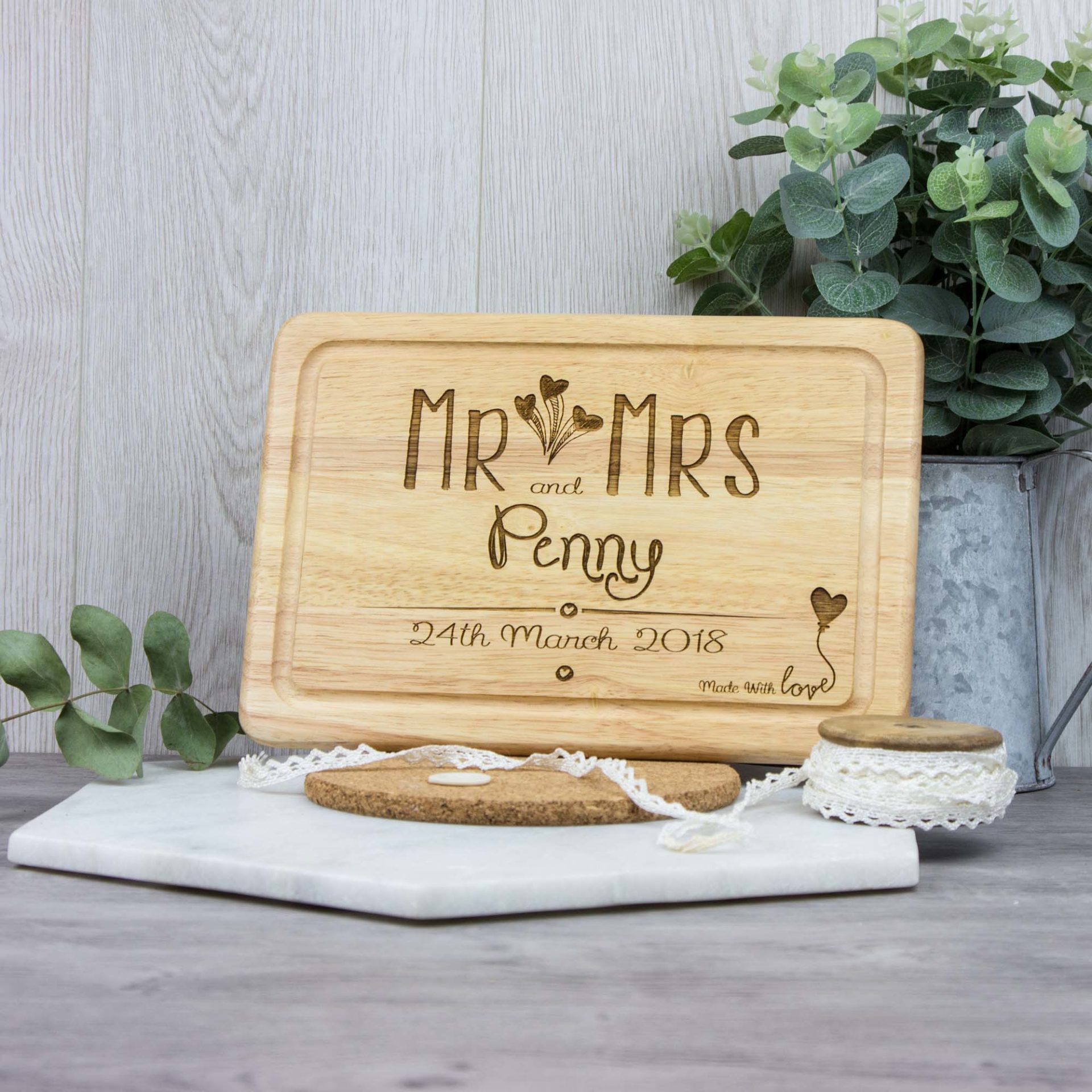 Legno USB Flash Drive con design Mr & Mrs inciso al laser - 32 GB legno