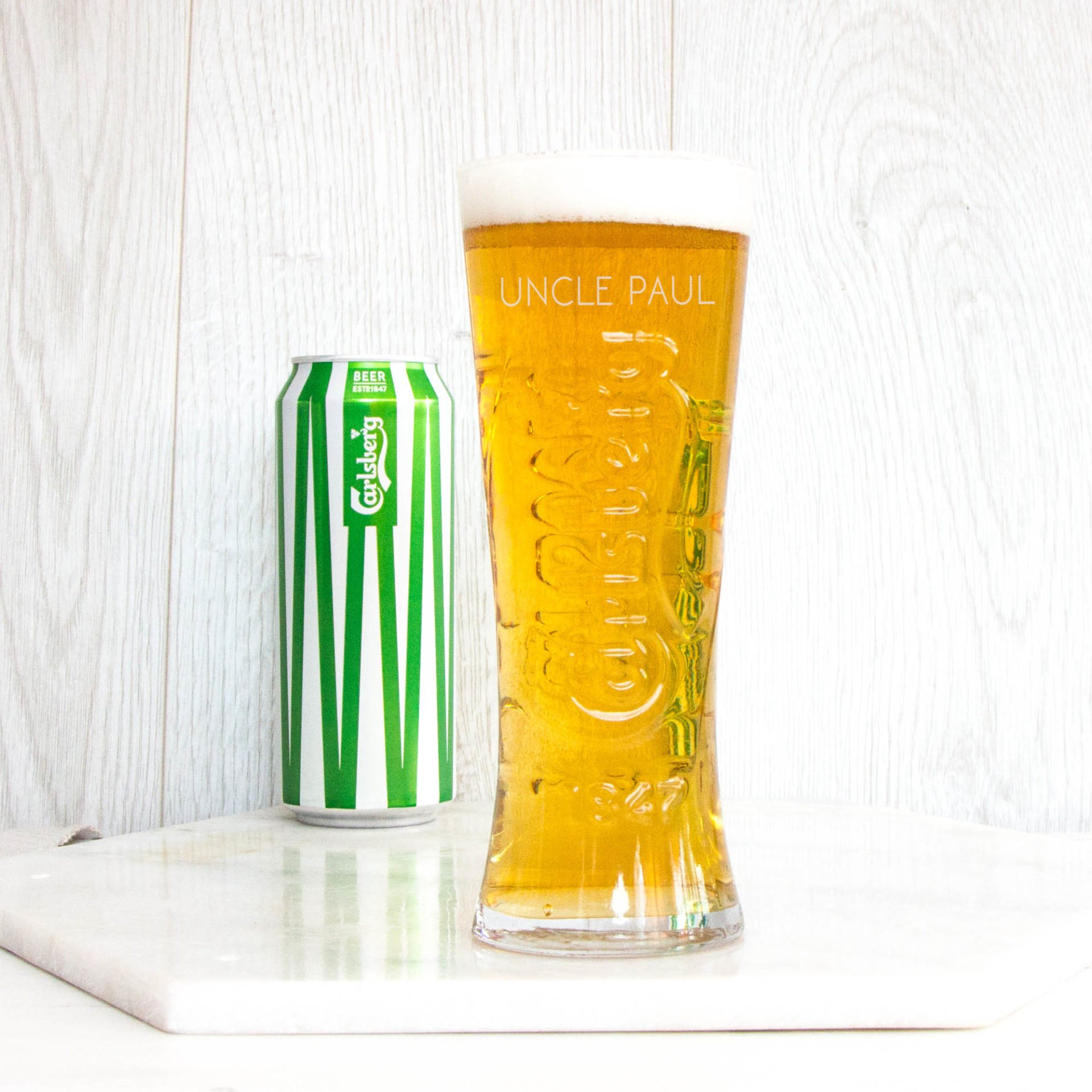 Carlsberg 1 Pint Lager Glass Personalised Birthday Xmas Beer Mat GIFT Box 