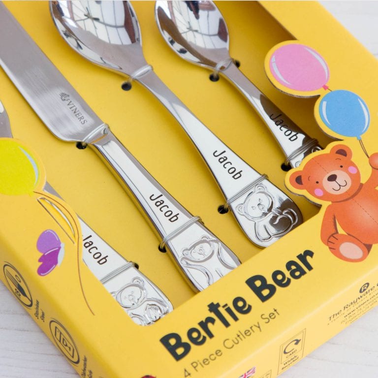 Personalised Children Cutlery Set Teddy The Laser Boutique