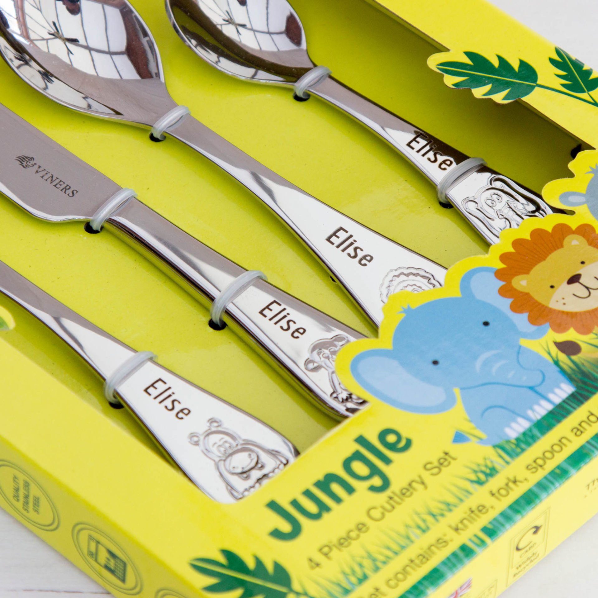 Personalised Engraved Childrens Kids Cutlery Set Fairy Mermaid Unicorn Enchanted Viners in a Bespoke Presentation Box with Stainless Steel Straw Christmas Birthday Christening 