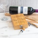 Personalised Wine Lovers Bamboo Cork Screw, Stopper & Box Set