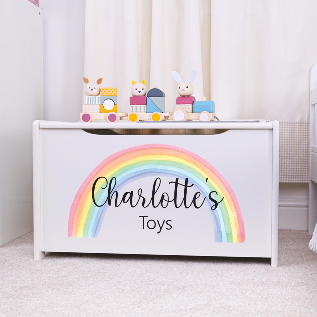 Personalised Toy Box Rainbow Children's Storage Box The Laser Boutique