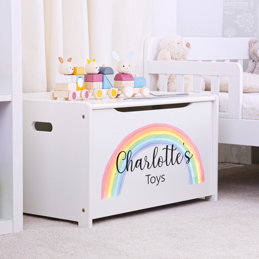 Personalised Toy Box Rainbow Children's Storage Box The Laser Boutique
