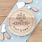 Personalised Cheese Board & Knife Set Cheese & Crackers