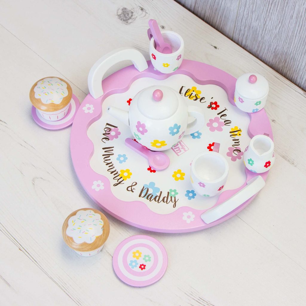 Personalised Flower Tea Set Indigo Jam The Laser Boutique