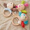 Personalised Baby Animal Ring Rattle Toy