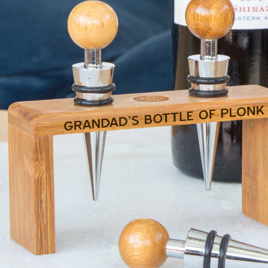 Personalised Bamboo Wine Stopper Set The Laser Boutique