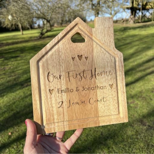 personalised new home house chopping board