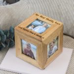 Personalised SOLID OAK Photo Cube Photo Frame 5 Photo Sides