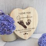 Personalised Baby Hand & Foot Print Wooden Heart Chopping Board