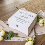 Personalised White Wedding Box - Black Writing