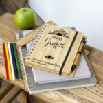 Personalised Wooden Notebook Set - Half Sunflower