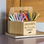 Personalised Wooden Art Craft Caddy Pencil