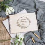 Personalised Wooden Wedding Memory Book / Scrapbook / Guest book- Floral Wreath