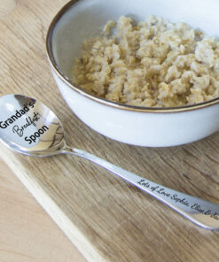 personalised metal breakfast, cereal and porridge spoon