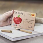 Personalised Teacher Wooden Postcard - Apple