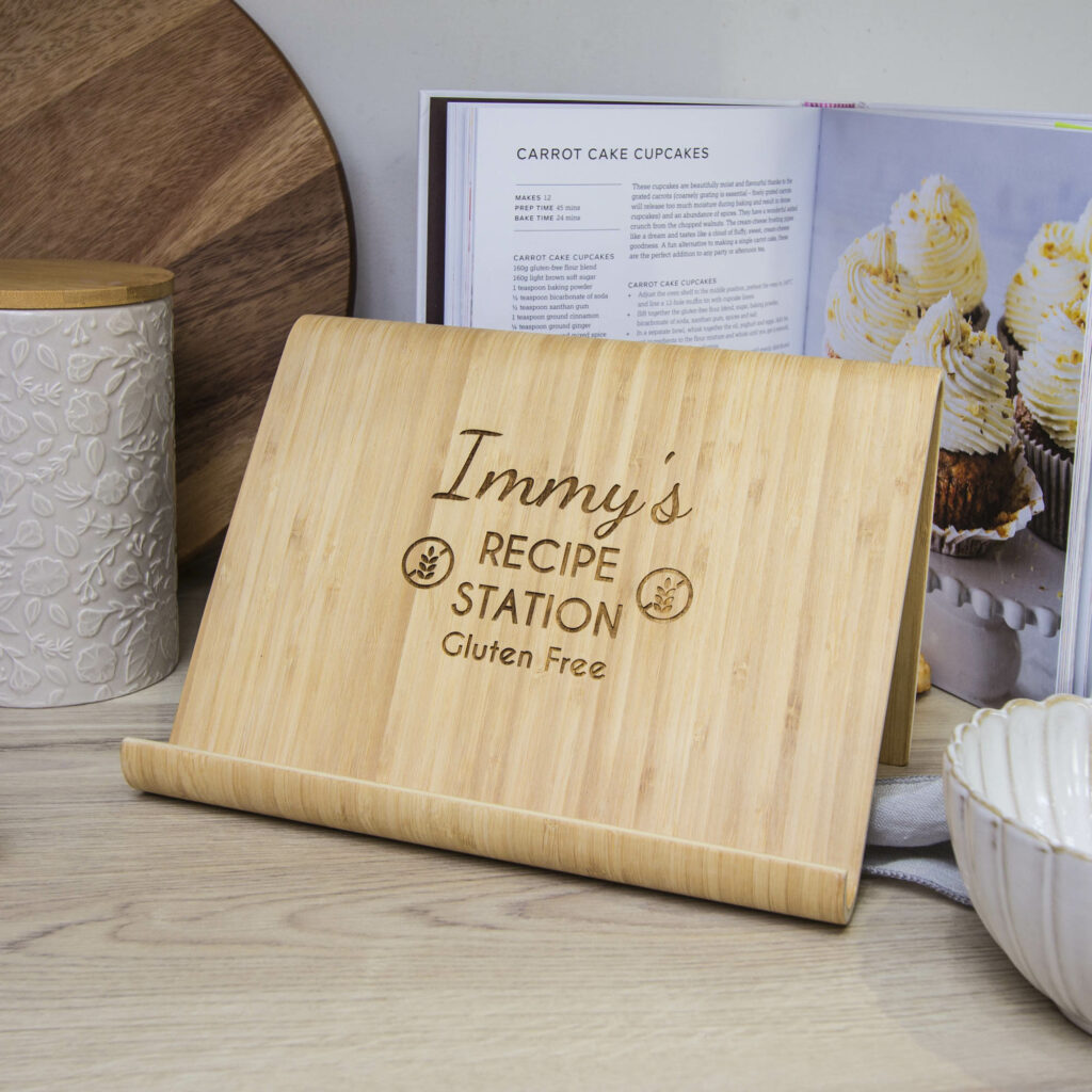 Personalised Gluten Free / Coeliac Bamboo Baking Stand The Laser Boutique