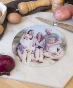Glass Chopping Board Round Small 247x296 Personalised Christmas Gifts