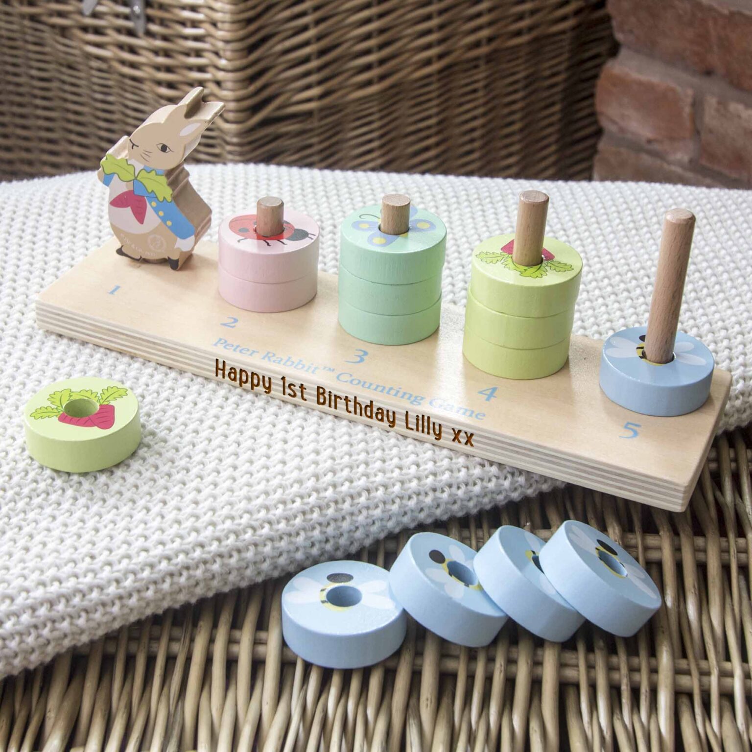 Personalised Peter Rabbit™ Counting Stacker | The Laser Boutique