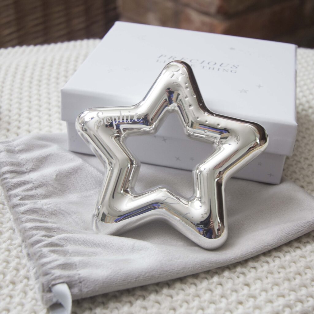 Personalised Baby Star Rattle Silver Plated | The Laser Boutique
