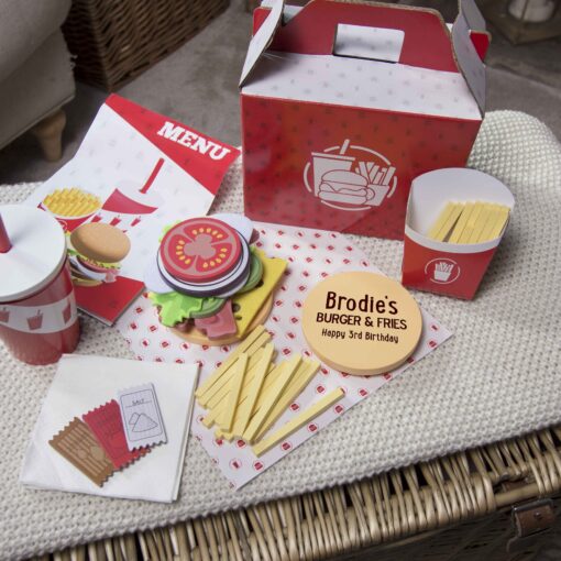 Personalised Burger and Fries Wooden Toy Set