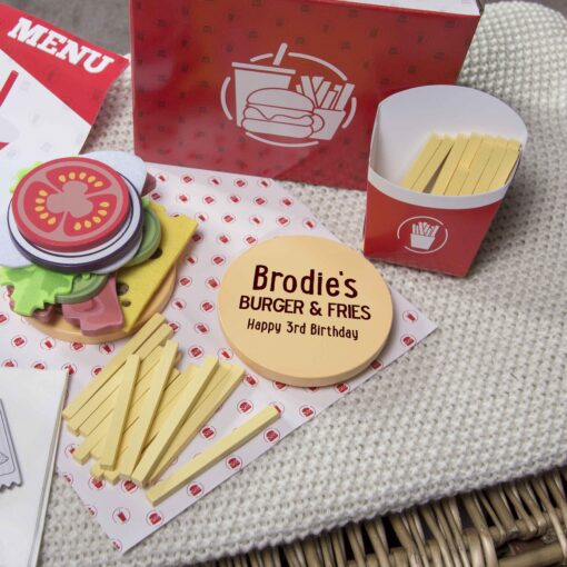 Personalised Burger and Fries Wooden Toy Set - Image 4