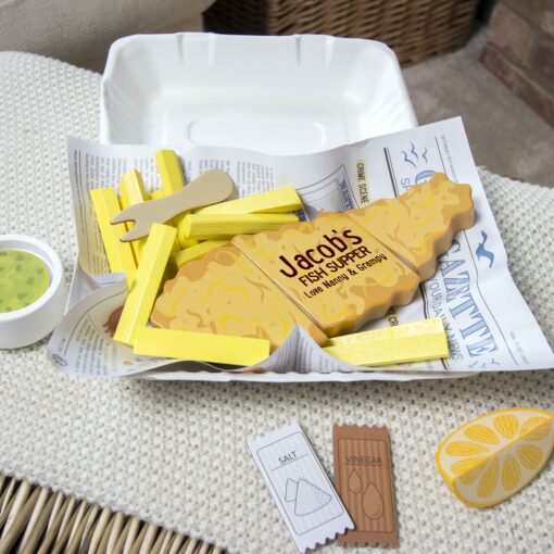 Personalised Fish and Chips Wooden Toy Set