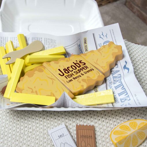 Personalised Fish and Chips Wooden Toy Set - Image 3