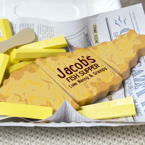 Personalised Fish and Chips Wooden Toy Set - Image 4