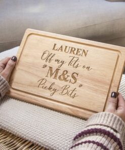 Personalised Chopping Board 'Off My Tits on M&S Picky Bits' Marks and Spencers Charcuterie Novelty Viral Cheese Board