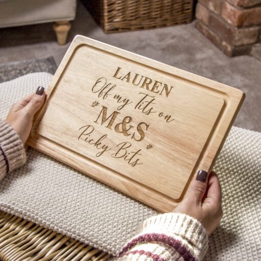 Personalised Chopping Board 'Off My Tits on M&S Picky Bits' Marks and Spencers Charcuterie Novelty Viral Cheese Board - Image 4