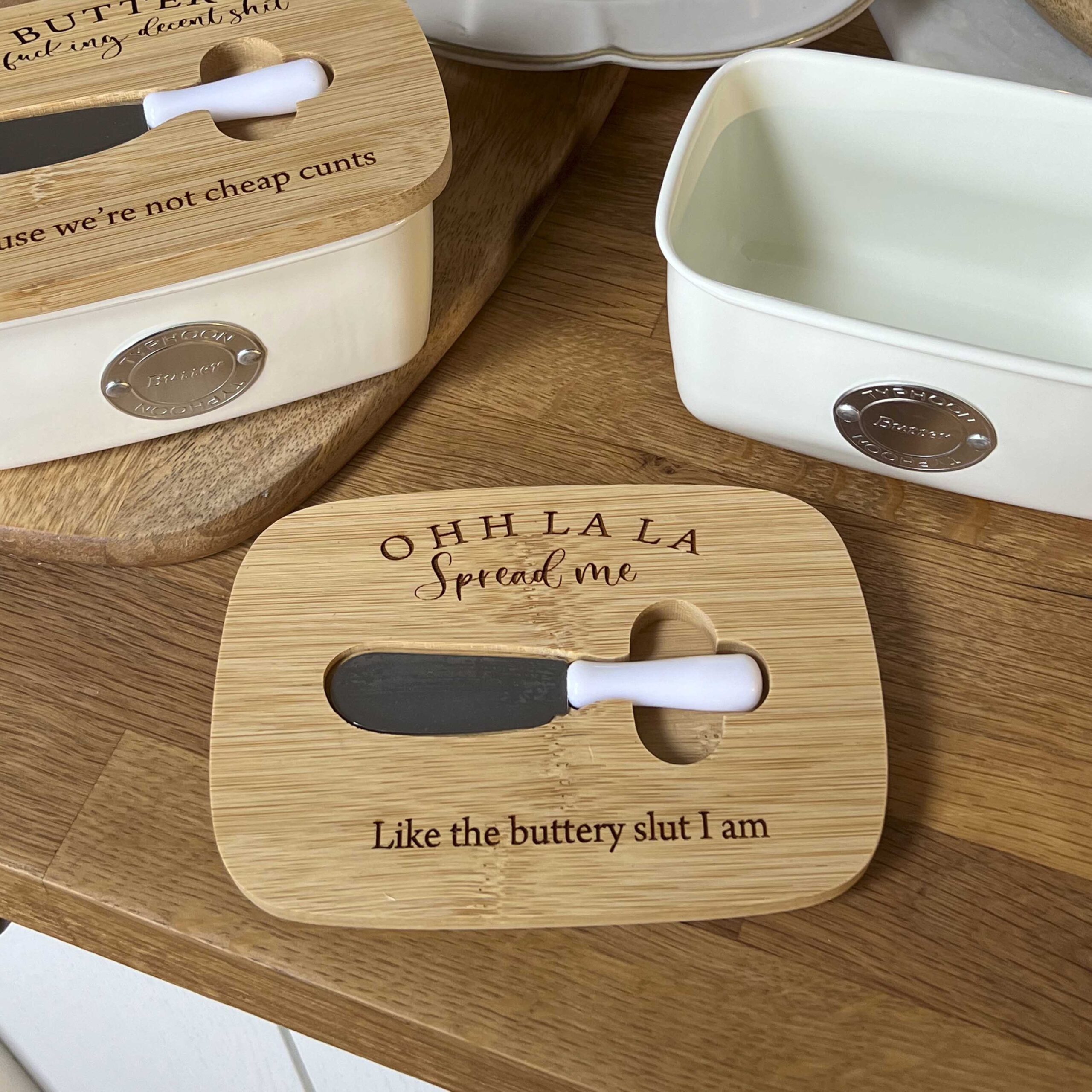 Personalised Adult Humour Butter Dish and Spatula Set - Image 3
