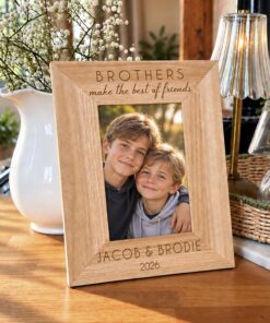 Personalised Brothers Solid Oak Photo Frame