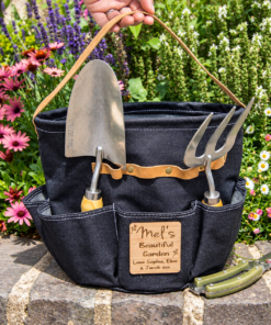 Personsonalised Luxury Denim Round Garden Tool Bag / Caddy