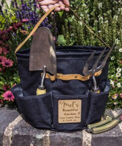 Personsonalised Luxury Denim Round Garden Tool Bag / Caddy