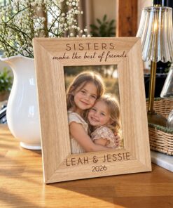Personalised Sisters Solid Oak Photo Frame