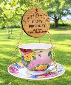 Personalised Floral Tea Cup Bird Feeder